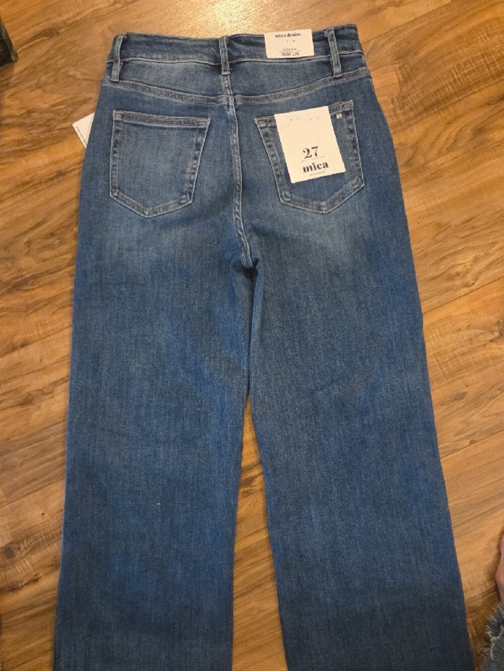 MICA  Los Angeles Button-Front Wide Leg Jeans in Denim Blue - Picture 7 of 7